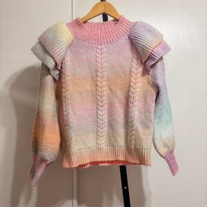 THML Women’s Thick Knit Pastel Watercolor Sweater size xs